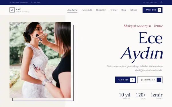 Ece Aydın Makyaj, konsept makyaj sanatçısı sitesi önizlemesi