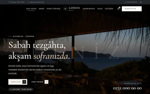 Lodos Balık, konsept restoran sitesi önizlemesi