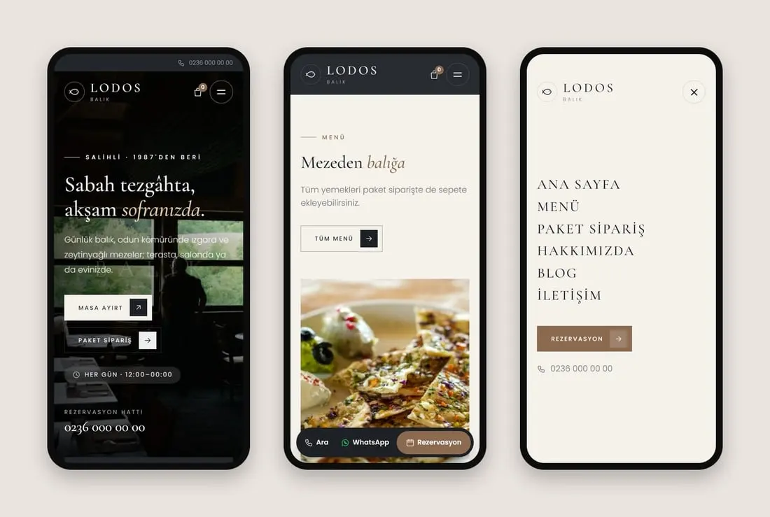 Lodos Balık (Salihli) konsept sitesinin telefondaki hâli