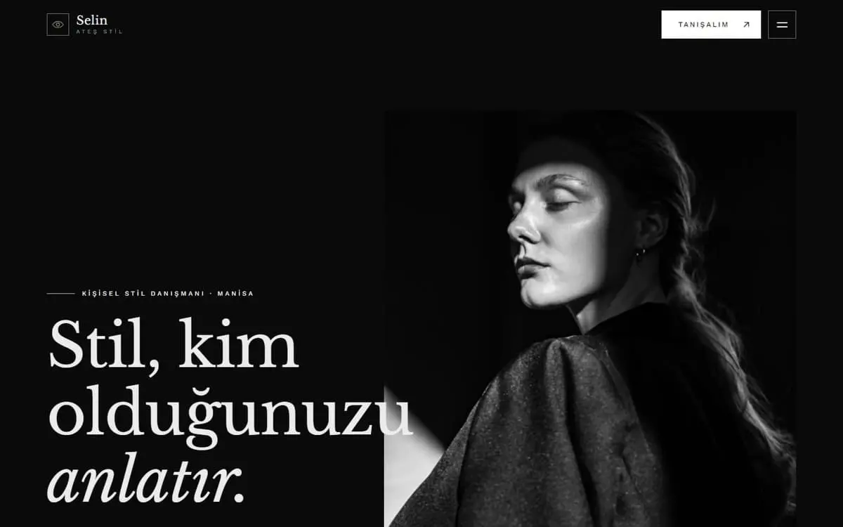 Selin Ateş Stil (Yunusemre) konsept stilist web sitesinin açılış ekranı