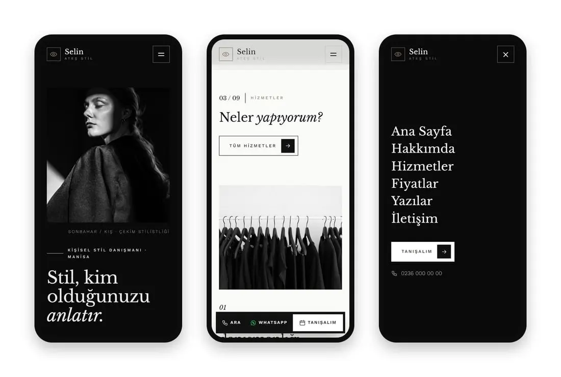 Selin Ateş Stil (Yunusemre) konsept sitesinin telefondaki hâli