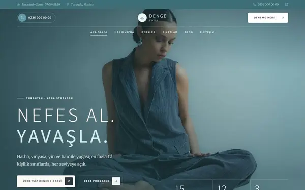 Denge Yoga, konsept yoga stüdyosu sitesi önizlemesi